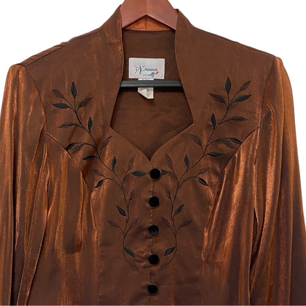 Vintage Iridescent Embroidered Blazer Jacket Women’s D.J. Size 6 NWT Whimsigoth - Picture 3 of 10